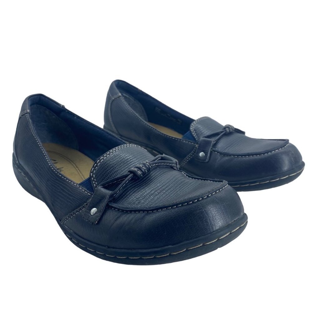 Clarks Bendables Penny Loafers Shoes Women 7 Black Leather Career Office Comfort